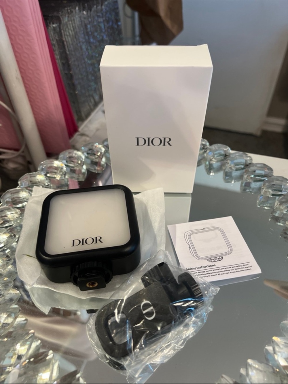 DIOR Black LED Portable Light - Travel-Friendly Phone Accessory